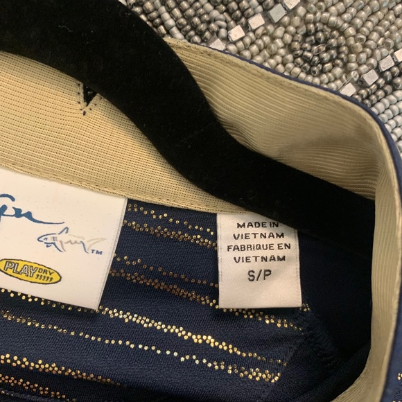 Greg Norman Navy Blue/Gold Print Golf Pants/Top Set sz S/P-4 - Picture 13 of 13